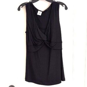 CAbi Show Off Tank Top #3633 Medium Black Sleeveless Twist Front Rayon Knit EUC